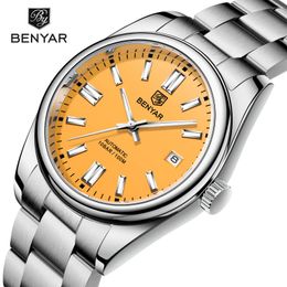 Polshorloges benyar mode heren horloge waterdichte sport mechanisch roestvrijstalen riem heren polshorloge voor mannen by-5185