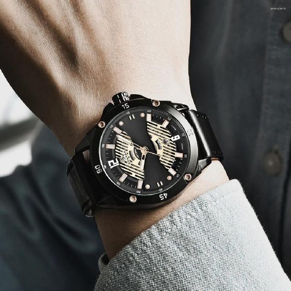 Montres-bracelets BENYAR Montres pour hommes 2023 Top Quartz Gold Business Watch Hommes Horloge Militaire Cuir Mâle Relogio Masculino