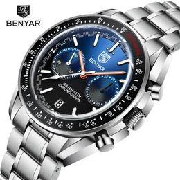 Montre-bracelets Benyar Moon Watch for Men Diad Calalog Chronograph Chronograph Imperproping Quartz Menches Matchs Sports Automatic Top Luxury Clock 2024