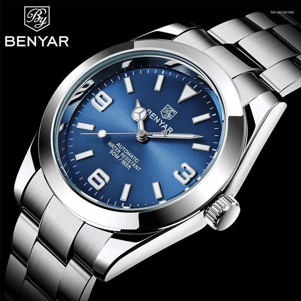 Montre-bracelets Benyar Top Brand Fashion Diver Watch Men 50Atm Termrophe Clock Sport Watches Mens Mechanical Wristwatch Relogio Masculino