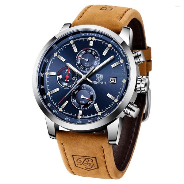 Montre-bracelets Benyar Watch Men Quartz Mens Watchs Chronograph Reloj Hombre Sport Clock Male Hour Relogie Masculino 2024