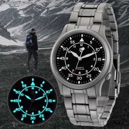 Montre-bracelets Berny Titanium Mens AR revêtement Sapphire Fashion Glow VH31 Ultra Thin Quartz Imperproof 5ATM