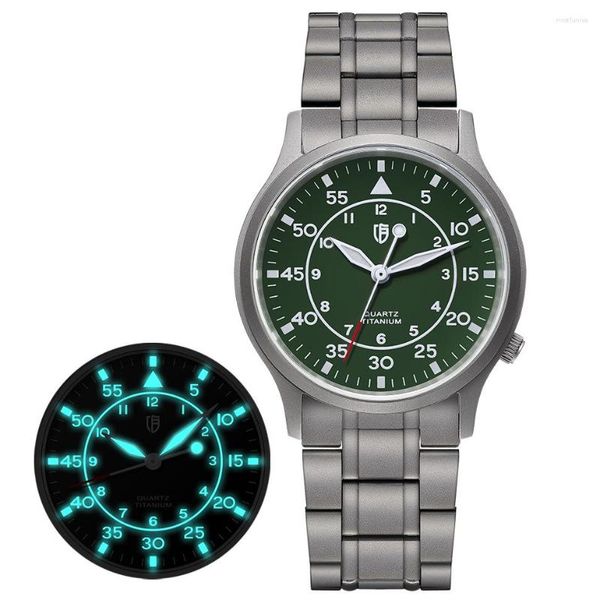 Montres-bracelets Berny Titanium Quartz Montre pour hommes AR Revêtement Saphir Lumineux Mode Montre-Bracelet VH31 Ultra-mince Étanche 5ATM