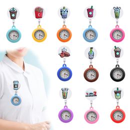 Muñecas de pulsera Bebidas de 19 Relojes de bolsillo Clip Nurse On Watch Alligator Medical Hang Clock Gift Lapa con segunda mano para la enfermera OTGYD