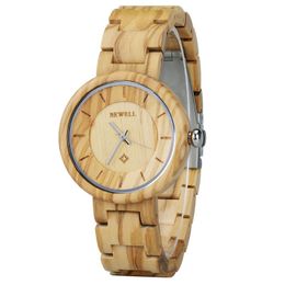 Montres-bracelets BEWELL dames Bracelet en bois bande montre-bracelet cadeau pour mère fille fille Top montres de luxe montre ronde horloge 155A