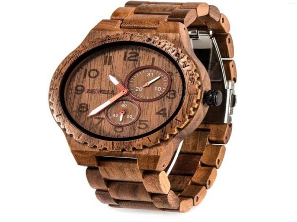 Montre-bracelets bewell en bois montre homme quartz date de reloj hombre rétro décontracté montres en bois lumineux léger pour relogo masculino5063533