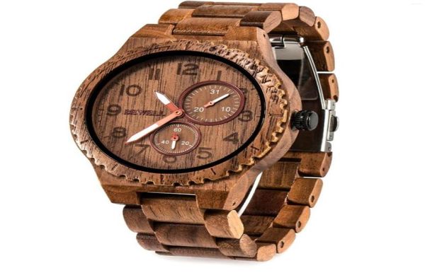 Montre-bracelets bewell en bois montre homme quartz date de reloj hombre rétro décontracté montres en bois lumineux léger pour relogio masculino6848394