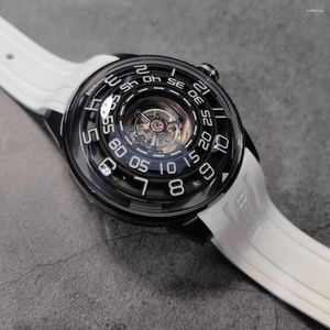 Relojes de pulsera BEXEI 9110 Original Tourbillon Movimiento mecánico Esqueleto Reloj de pulsera de zafiro sintético para hombres Negocios súper luminosos