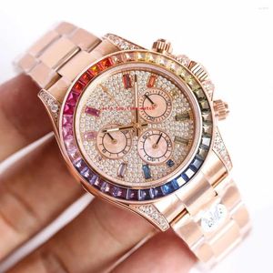 Relojes de pulsera BGF MADE Super Quality Hombres 116595 Oro rosa 40 mm Esfera de diamantes de colores Zafiro Luminoso CaL.7750 Mecánico Automático