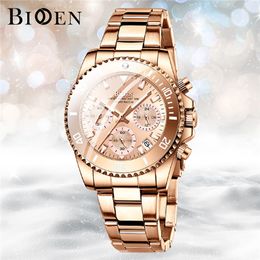 Horloges BIDEN horloge voor dames quartz horloges mode dames armband luxe merk chronograaf waterdicht vrouwelijk geschenk relogio feminino 230215