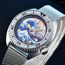 Polshorloges grote abalone volledig automatische heren NH36A Movement Mechanisch horloge Japan Kanagawa Surf Volledige heldere Super Dial FA