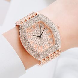 Montres-bracelets grand cadran or luxe strass montres femmes cristal Quartz Bracelet dames robe montre-Bracelet horloge Relogios Moun22