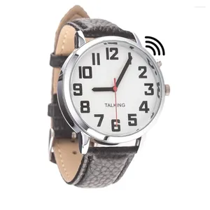 Relojes de pulsera Reloj parlante grande con números gigantes para personas con discapacidad visual Voz masculina norteamericana