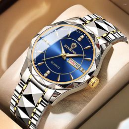 Horloges Binbond Zakelijke Horloges Voor Mannen Met Roestvrij Staal Blauw Quartz Mannelijke Klok Relogio Masculino 2023