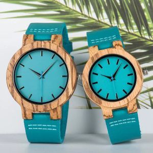 Montres-bracelets OISEAU Saint Valentin Présent Montre-Bracelet À Quartz Bracelet En Cuir Bleu Turquoise Relogio Feminino Logo Personnalisé DropshipppingWrist