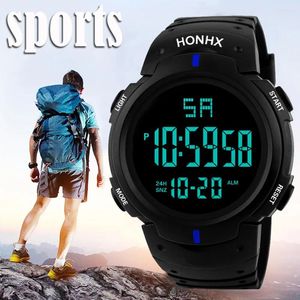 Horloges Zwart digitaal horloge voor heren Mode Slimme dames Led-scherm Camping Out Quartz Militaire luxe Sport Datum