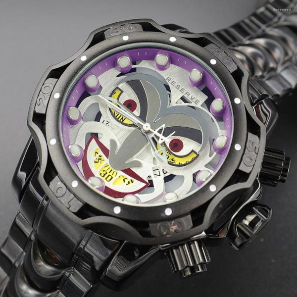 Relojes de pulsera Black Joker Watch Men Big Dial 3D Creative Top Relojes Correa de silicona Escalada Deporte Relogio masculino