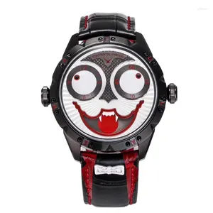 Montres-bracelets Noir Vampire Montre Exclusive Marque Originale Clown Hommes Mécanique En Cuir De Luxe Designer Design Joker 2023