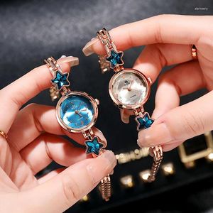 Montres-bracelets Blue Lucky Star Dames Montre Corée Style Femmes Étudiantes Mode Femmes Élégant Bracelet Relojes Mujer