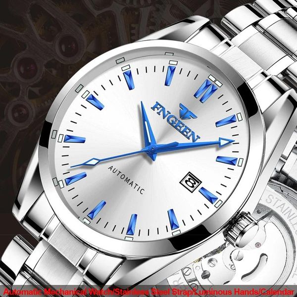 Montre-bracelets Blue Pointer Watch Men Mécanique montre la bracele