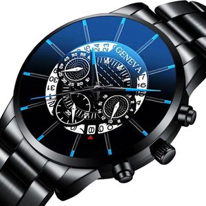 Polshorloges Blue Ray Quartz klok Geneva Mens kijkt mannelijk tophorloge voor mannen roestvrijstalen pols reloj hombre 278w