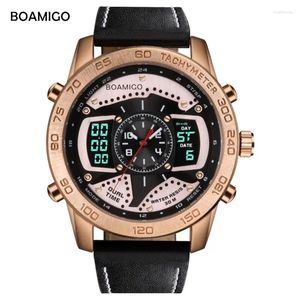 Montre-bracelets Boamigo Men Regardez le top Creative Fashion Casual Sports Watchs Digital Analog Quartz Leather Relogie Masculino