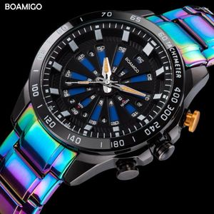 Montres-bracelets BOAMIGO Hommes Montres Sports Créatifs Pour Homme LED Numérique En Acier Quartz Horloge Reloj Hombre Relogio Masculino