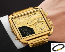 Montre-bracelets Boamigo Sport Square Digital Analog Big Quartz Watch Top Fashion Gol