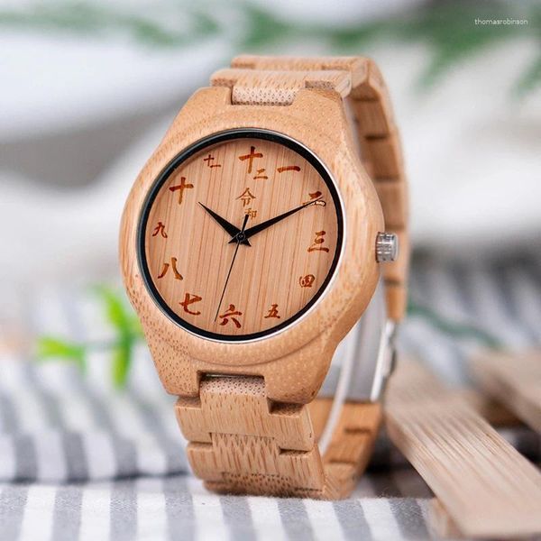 Montre-bracelets Bobo Bird Bamboo Wood Men Regardez le Japon 2035 Mouvement Quartz pour mâle dans Boad Box Relogio Masculino