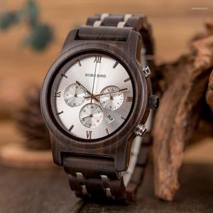 Montres-bracelets BOBO BIRD chronographe montre pour homme en bois et en acier inoxydable montre-bracelet d'affaires avec affichage de la Date Reloj Hombre