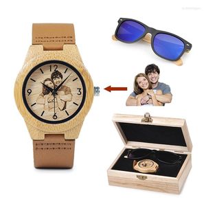 Polshorloges Bobo Bird Custom Wood Watch en zonnebril Men vrouwen kijken luxe idee cadeaus met houten doos Erkek Kol Saati