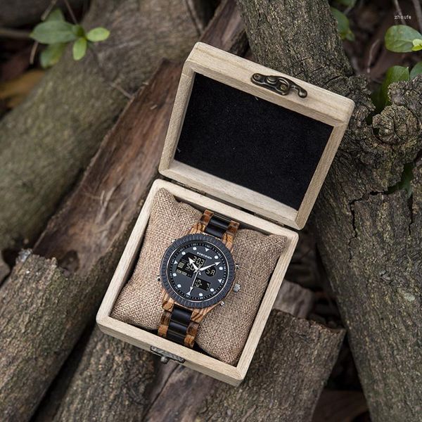 Relojes de pulsera BOBO BIRD Reloj para hombre Digital Hombre de madera Luminoso Mano Moda Relojes masculinos Reloj Relogio Masculino Drop