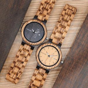 Montres-bracelets BOBO BIRD Hommes Montre Bois Artisanat Bracelet Quartz Mouvement Calendrier Horloge Cadeau À Lui Bracelet En Bois Robe Relogio B-O26