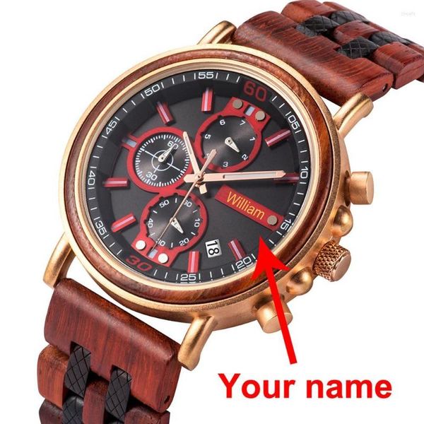 Montres-bracelets BOBO BIRD Montre en bois personnalisée Hommes Chronographe de luxe Personnaliser Montres Anniversaire Cadeau de Noël pour lui Drop OEM