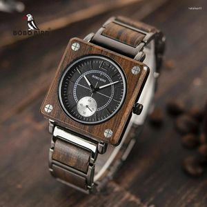 Polshorloges Bobo Bird Top Luxe Wood Watches Men Quartz PolsWatch Time Wated Design Relogio Masculino in Gift Box L-R14