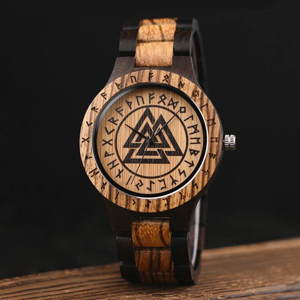 Montres-bracelets Bobo Bird Viking Mens Montres Vintage Montre en bois pour hommes avec boîte-cadeau Bienvenue Drop personnalisé 231101