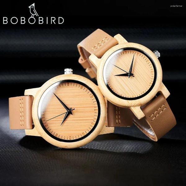 Mujeres de pulsera Bobo Bird Watch Women Relogio Masculino Quartz Watches Men Bamboo Wood Pareja de regalos Artículos Drop