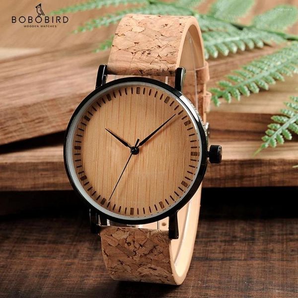 Montres-bracelets BOBO BIRD Montres Hommes Quartz Cadran En Bois Montre-Bracelet Bracelet En Cuir Véritable Avec Boîte En Papier Relogios Masculinos B-E19