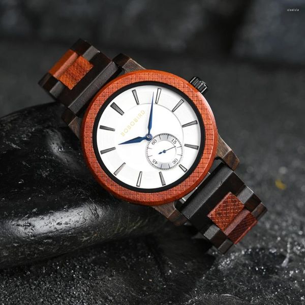 Relojes de pulsera BOBO BIRD Reloj de madera Relojes de cuarzo para hombres Relojes cronógrafo Reloj Hombre Hombre con caja de regalo de madera personalizada