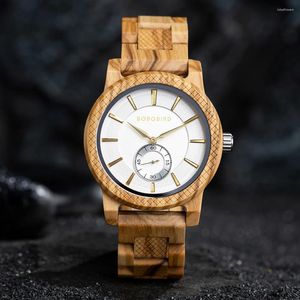 Relojes de pulsera BOBO BIRD Relojes de madera Cuarzo para hombres Cronógrafo masculino Reloj con correa de madera para hombres Gota personalizada