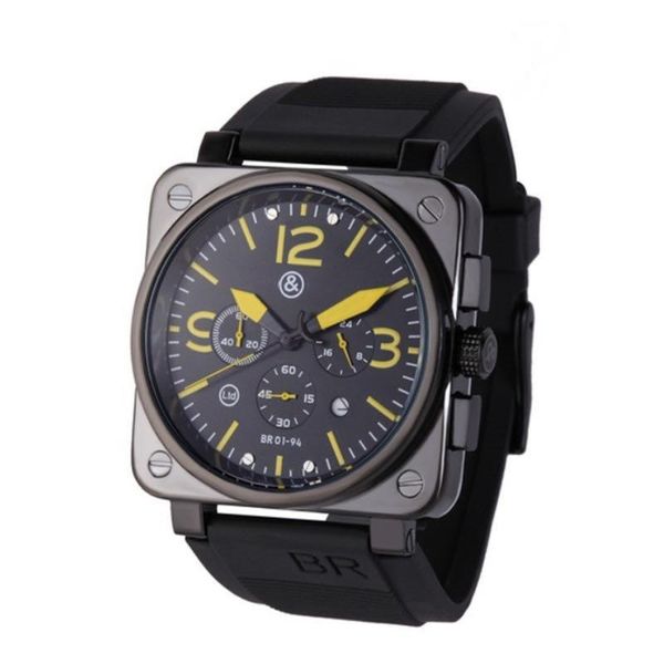 Relojes de pulsera BR Luxury Sport Cuarzo Bell Mujer Multifunción Seis puntadas Reloj Hombres de negocios Hombre de goma Calendario Ross Square Wrist262s