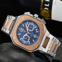 Horloges BR Model Top Sport Quartz Bell Multifunctioneel horloge Volledig roestvrij staal Heren Ross Square Polshorloge Gift278P