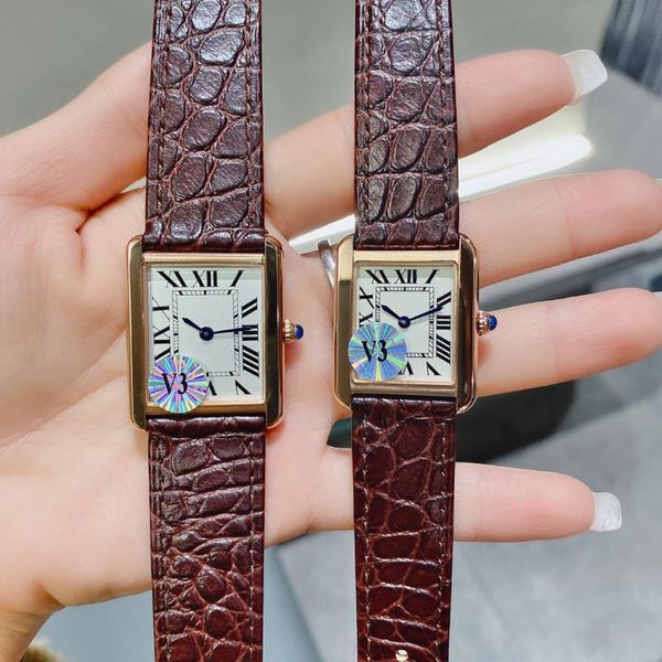 Relojes de pulsera Marca Moda Casual Rectangular Señoras Reloj de cuarzo Correa de cuero de lujo Pulsera clásica de alta calidad Mesa de piedra