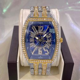 Montres-bracelets Marque MISS Or Bleu Montre De Mode Hommes Hip Hop Plein Diamant Étanche Lumineux Horloges Numériques Cadeau Ma 230809