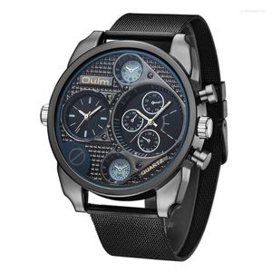 Polshorloges merk oulm heren 4,9 cm groot gezicht kijkt naar dubbele tijd militair casual lederen Japan movt quartz horloge montre homme de marque grosse