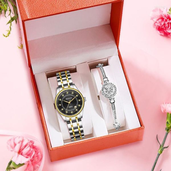 Montre-bracelets Brand Quartz Femmes Regardez le luxe célèbre Watch Ladies Steel Diamond Calendrier Calendrier Relogio Feminino