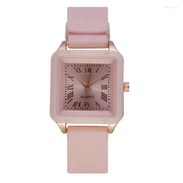 Relojes de pulsera Marca Cuadrado Dial Reloj Mujer Vintage Romano Correa de silicona Cuarzo Regalo de lujo Reloj de pulsera Relojes Para Mujer Drop