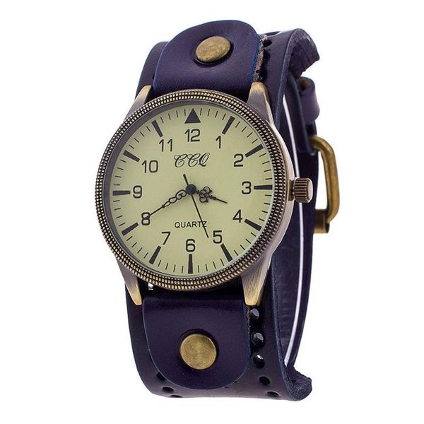 Relojes de pulsera Marca Vintage Pulsera de cuero de vaca Hombres Mujeres Reloj de pulsera Casual Lujo Número romano Cuarzo Relogio masculino Reloj Relojes de pulsera