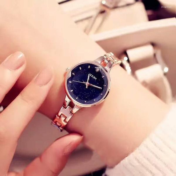 Relojes de pulsera Marca Mujer Reloj de acero inoxidable Señoras Crystal Bright Star Pulsera Relojes Vestido Reloj de pulsera Montre Femme Día de la madre