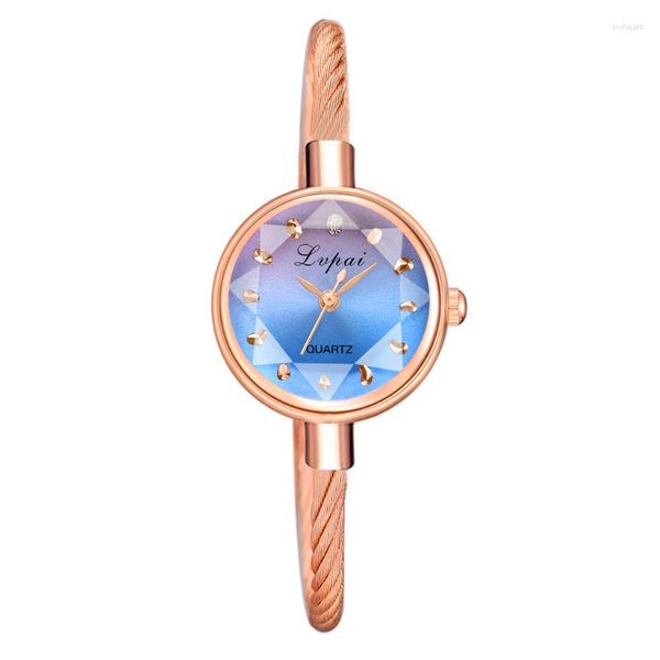 Relojes de pulsera de marca para mujer, pulsera de oro informal, pequeña superficie de cristal geométrica dorada, reloj de pulsera colorido, reloj de cuarzo para mujer